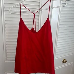 Red spaghetti strap cropped top
